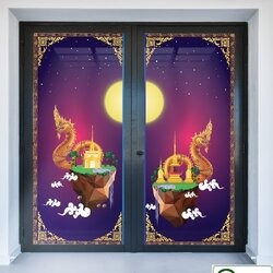 วอลเปเปอร์สั่งพิมพ์ลายไทยติดประตู PLT-036-A