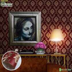 วอลเปเปอร์ติดผนังลายหลุยส์ สีแดง