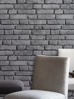 วอลเปเปอร์ลายอิฐดำ-เทา ห้องนั่งเล่น