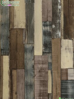 Wallpaper ลายไม้ระแนงแนวตั้งน้ำตาล เทา