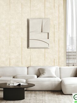 วอลเปเปอร์ลายเส้นสีทอง พื้นสีน้ำตาลอ่อน No.52518-2