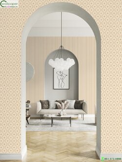 วอลเปเปอร์หน้ากว้าง 1 เมตร ลายหลุย์สีน้ำตาลทอง