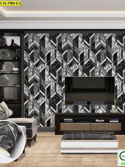 วอลเปเปอร์ลายโมเดิร์นกราฟฟิก สีดำ