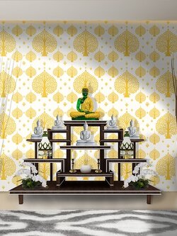 วอลเปเปอร์ลายต้นโพธิ์ทองพื้นขาว