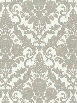 Wallpaper หลุยส์ดอกไม้ลายเส้นสีน้ำตาล