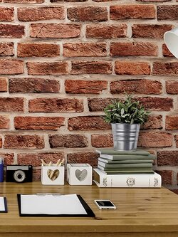 วอลเปเปอร์ลายอิฐเกาหลีสีน้ำตาลแดง