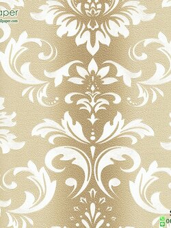 วอลเปเปอร์ติดผนังลายใบไม้หลุยส์พื้นน้ำตาล