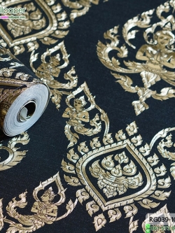 wallpaper ลายไทย เทพพนม สีดำ-ทอง