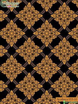 วอลเปเปอร์ลายไทยห้องพระ ลายประจำยามสีดำ