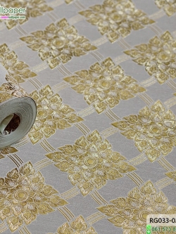 wallpaper ลายไทย ตราประจำยาม สีครีม-ทอง