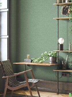 วอลเปเปอร์ห้องนั่งเล่น ลายผ้าสีเขียว หน้ากว้าง 1 เมตร