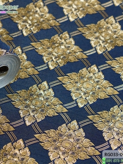 wallpaper ลายไทย ตราประจำยาม สีน้ำเงิน-ทอง