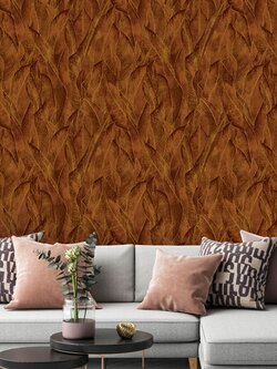 วอลเปเปอร์ลายใบไม้สีน้ำตาล