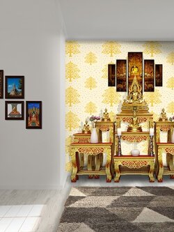 วอลเปเปอร์ลายต้นโพธิ์เงินโพธิ์ทอง พื้นขาว