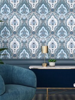 Wallpaper ลายหลุยส์สีน้ำเงิน