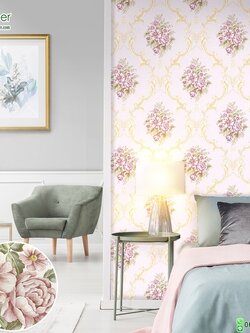 วอลเปเปอร์ติดผนังลายดอกไม้โมเดิร์น