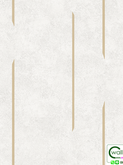วอลเปเปอร์ลายเส้นสีทอง พื้นสีขาวอมเทา No.52518-1