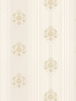 วอลเปเปอร์ลายทางหลุยส์ดอกไม้ สีทองพื้นครีม