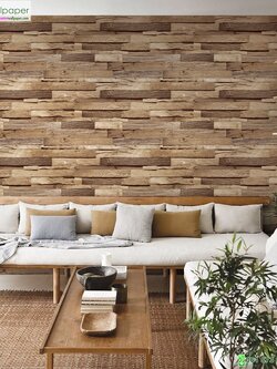 วอลเปเปอร์ลายไม้ปาเก้สีน้ำตาล