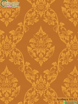 วอลเปเปอร์ลายไทยห้องพระ ลายดอกพุดตาน