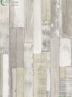 Wallpaper ลายไม้ระแนงแนวตั้งสีน้ำตาลครีม