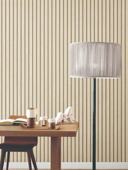 วอลเปเปอร์ลายไม้ระแนง ขนาดไม้ 2CM สีเหลืองครีม