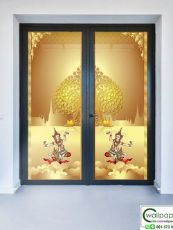 วอลเปเปอร์สั่งพิมพ์ลายไทยติดประตู PLT-043-B