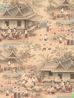 วอลเปเปอร์ลายไทยห้องพระ ลายประเพณีไทย