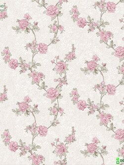 วอลเปเปอร์ลายดอกไม้วินเทจสีชมพู หน้ากว้าง 1 เมตร