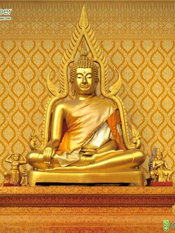 วอลเปเปอร์ลายไทยราคาถูกลายบัวไทยพื้นทอง