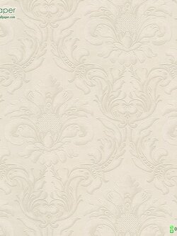 วอลเปเปอร์ติดผนังลายหลุยส์คลาสสิคสีขาวครีม