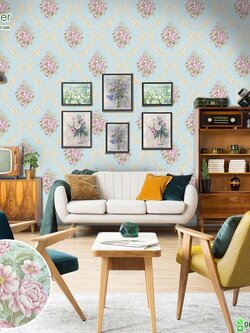 วอลเปเปอร์ติดผนังลายดอกไม้โมเดิร์น