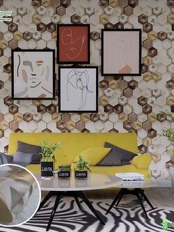 วอลเปเปอร์ติดผนังลายกราฟฟิก สีน้ำตาล