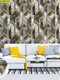 วอลเปเปอร์ลายโมเดิร์นกราฟฟิก สีดำทอง