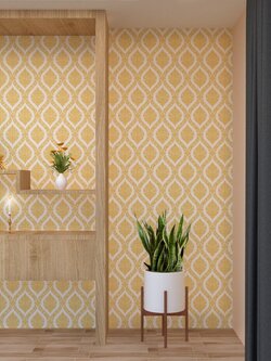 วอลเปเปอร์ลายไทยราคาถูกลายบัวไทยพื้นขาว