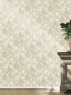 วอลเปเปอร์ติดผนังลายลิงบนต้นปาล์มสีน้ำตาล Tropical wallpaper