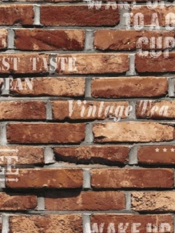 วอลเปเปอร์ลายอิฐสีน้ำตาลเพ้นลายอักษร