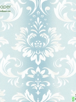 วอลเปเปอร์ติดผนัง ราคาถูก ลายหลุยส์ดอกไม้สีฟ้า