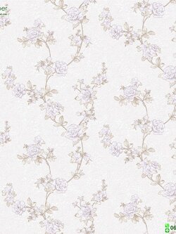 วอลเปเปอร์ลายดอกไม้วินเทจสีม่วง หน้ากว้าง 1 เมตร