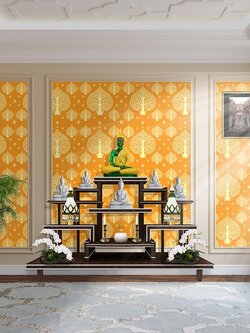 วอลเปเปอร์ลายต้นโพธิ์ทองพื้นทอง