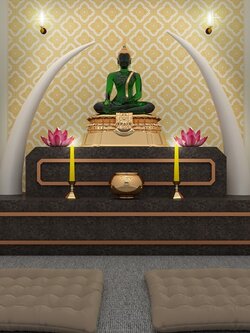 วอลเปเปอร์ลายไทยราคาถูก ลายประจำยามสีทองพื้นขาว