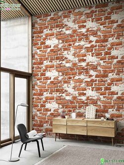 วอลเปเปอร์ลายอิฐสีส้ม หน้ากว้าง 1.06 เมตร