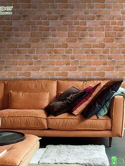 วอลเปเปอร์ติดผนัง ราคาถูก ลายอิฐสีส้ม