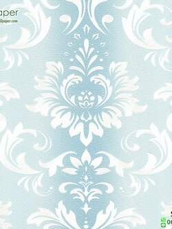 วอลเปเปอร์ติดผนังลายใบไม้หลุยส์พื้นฟ้า