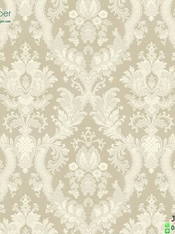 Wallpaper ลายหลุยส์ใบไม้สีน้ำตาล