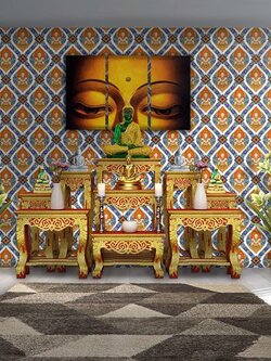 วอลเปเปอร์ลายไทยราคาถูกลายเทพพนมพื้นดอกบัวสีม่วง