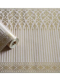 วอลเปเปอร์ติดผนังลายไทย ลายกรวยเชิงสีครีม