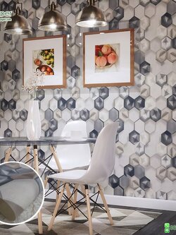 วอลเปเปอร์ติดผนังลายกราฟฟิก สีเทา