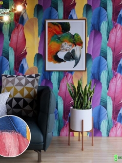 วอลเปเปอร์ติดผนัง ลายขนนก