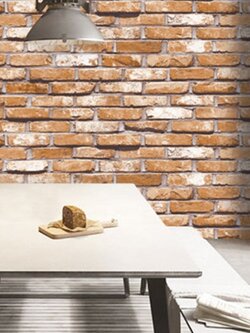 วอลเปเปอร์ลายอิฐหน้ากว้างสีส้มปนขาว